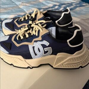 Dolce & Gabbana Blue and Cream Sneakers